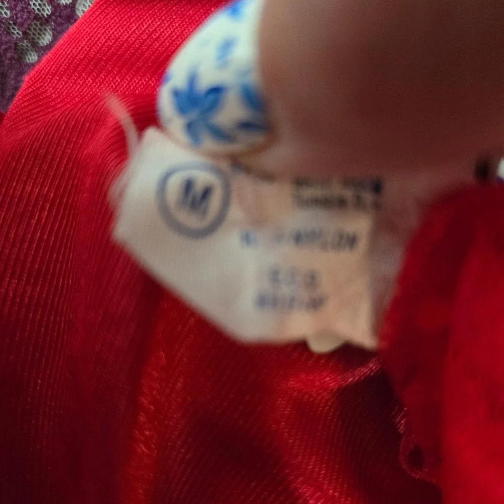 Interludes by Cira Red‎ Lace Trim Teddy Bodysuit Lingerie Vintage Style Medium